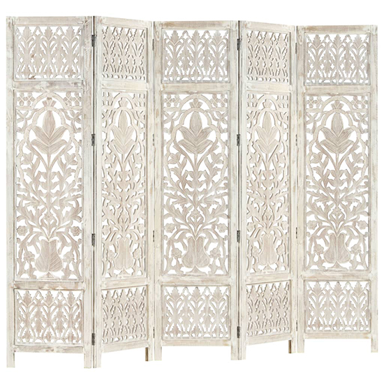 Danessa Wooden 5 Panels 200cm x 165cm Room Divider In White_1