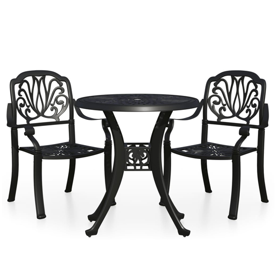 Dania Cast Aluminium 3 Piece Bistro Set In Black