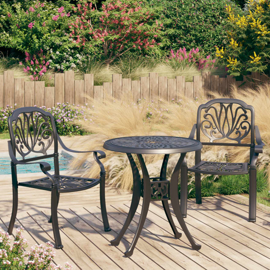 Dania Cast Aluminium 3 Piece Bistro Set In Black