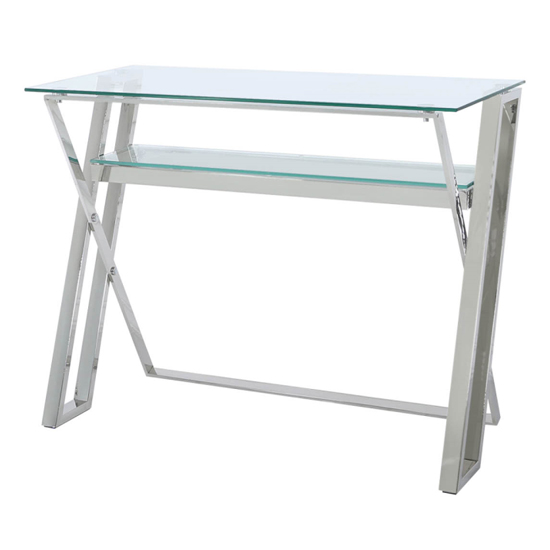 Dania Clear Glass Laptop Desk With Chrome Stainless Steel Frame_2