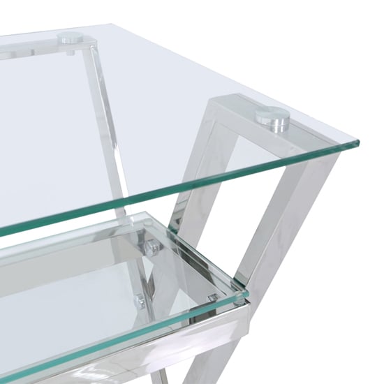 Dania Clear Glass Laptop Desk With Chrome Stainless Steel Frame_3
