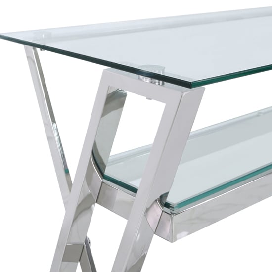 Dania Clear Glass Laptop Desk With Chrome Stainless Steel Frame_4