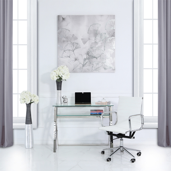 Dania Clear Glass Laptop Desk With Chrome Stainless Steel Frame_6