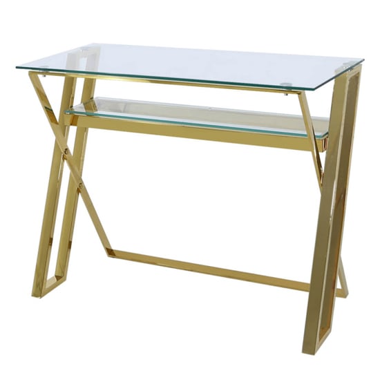 Dania Clear Glass Laptop Desk With Gold Stainless Steel Frame_2