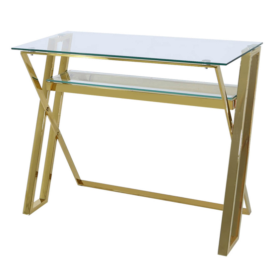 Dania Clear Glass Laptop Desk With Gold Stainless Steel Frame_2