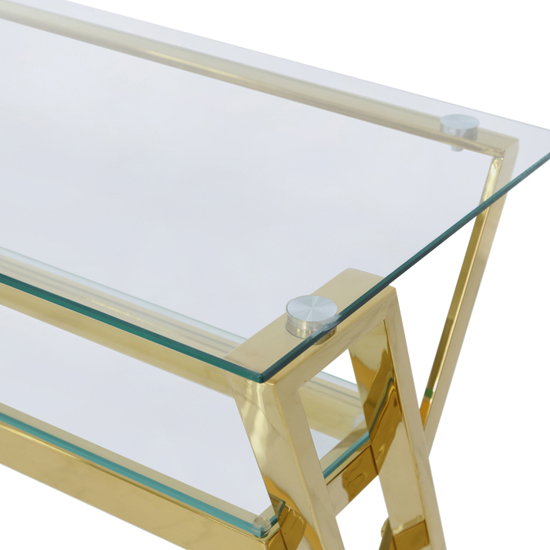Dania Clear Glass Laptop Desk With Gold Stainless Steel Frame_4
