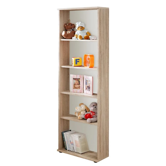 Product photograph of Dania Kids Bookcase 4 Shelves In Matt White And Sonoma Oak from Furniture in Fashion