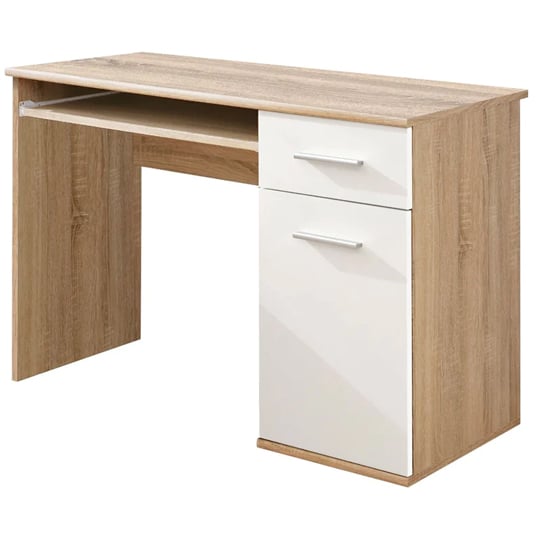 Dania Kids Computer Desk 1 Door In Matt White And Sonoma Oak