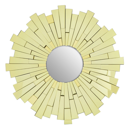Dania Large Circular Sunburst Design Wall Mirror In Gold