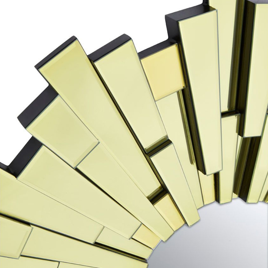 Dania Large Circular Sunburst Design Wall Mirror In Gold