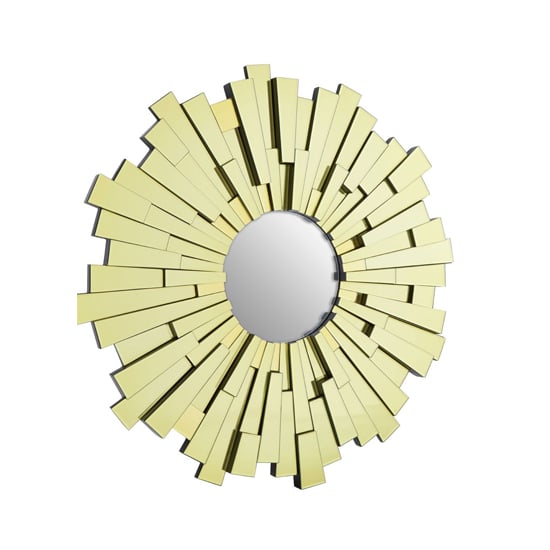 Photo of Dania large circular sunburst design wall mirror in gold