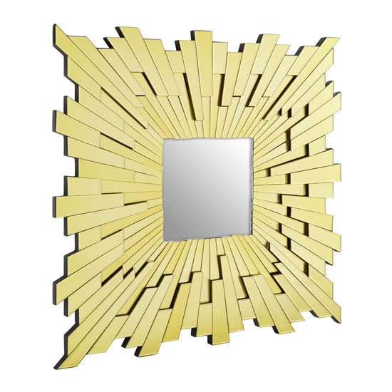 Product photograph of Dania Large Square Sunburst Design Wall Mirror In Gold from Furniture in Fashion