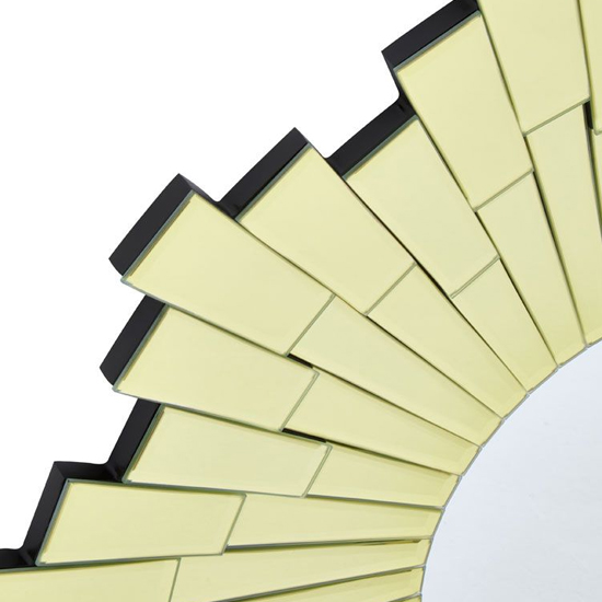 Dania Small Circular Sunburst Design Wall Mirror In Gold