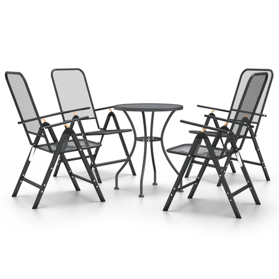 Dania Small Round Metal Mesh 5 Piece Dining Set In Anthracite