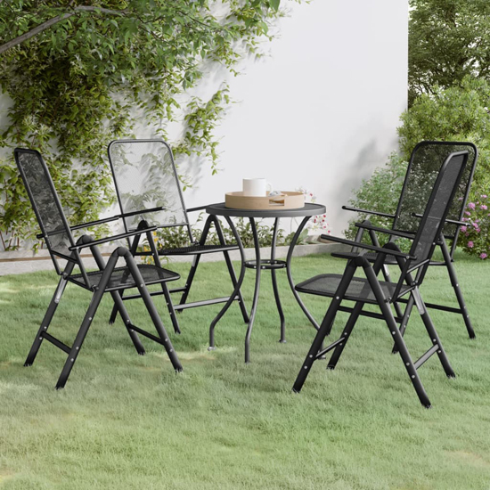 Dania Small Round Metal Mesh 5 Piece Dining Set In Anthracite