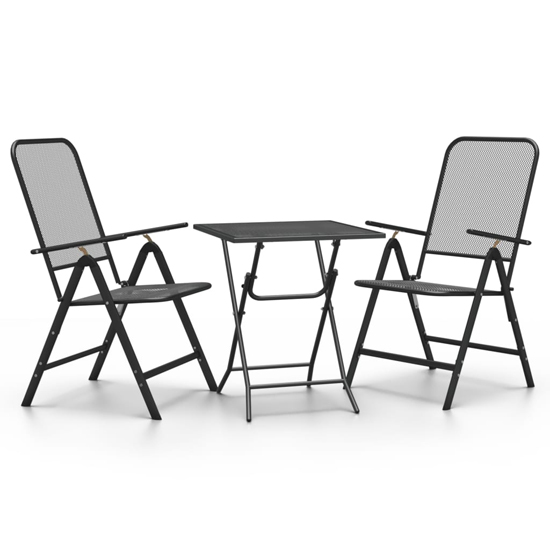 Dania Small Square Metal Mesh 3 Piece Dining Set In Anthracite
