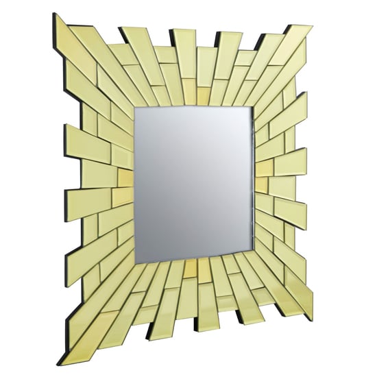 Dania Small Square Sunburst Design Wall Mirror In Gold