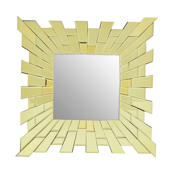 Dania Small Square Sunburst Design Wall Mirror In Gold