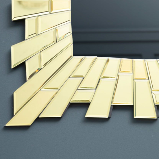 Dania Small Square Sunburst Design Wall Mirror In Gold