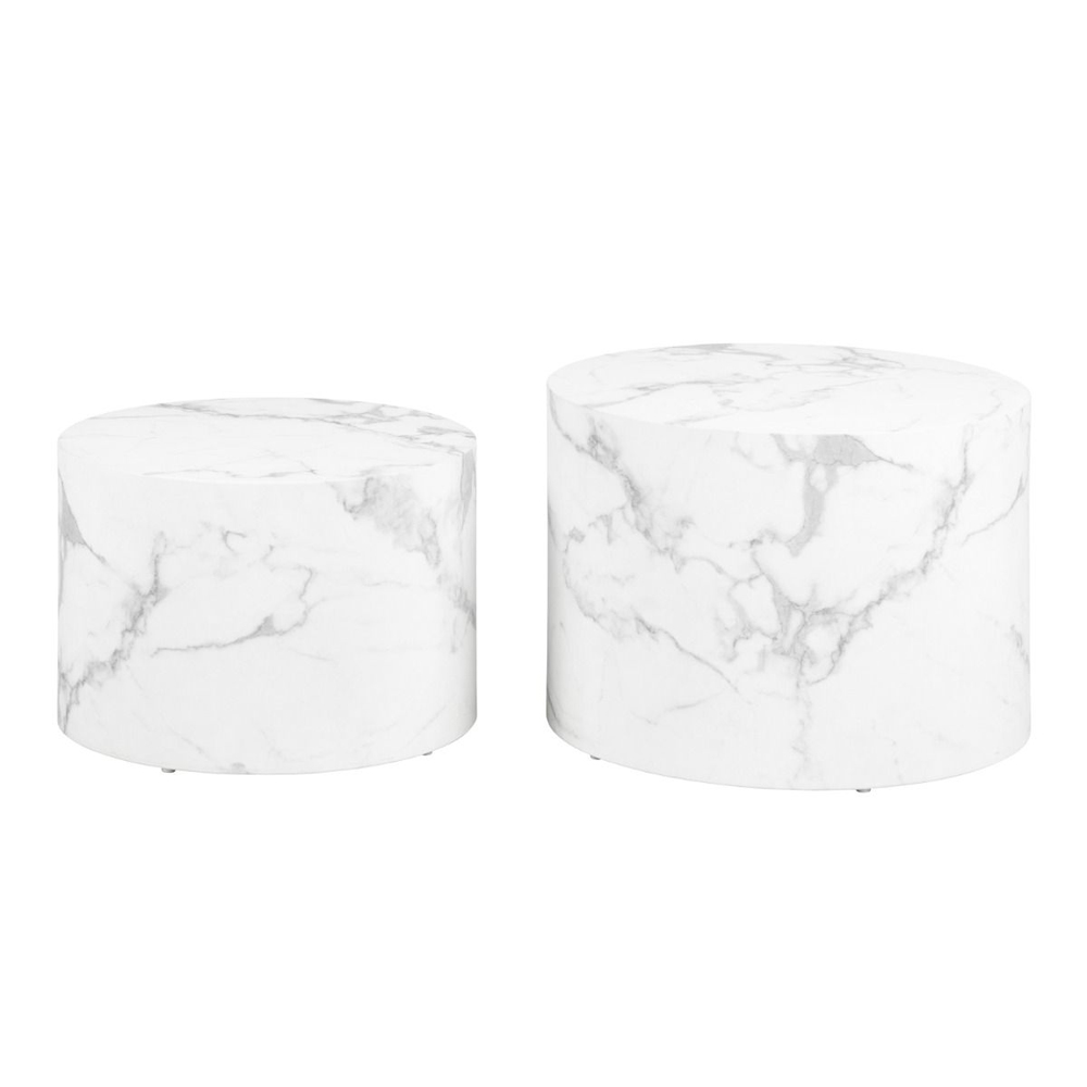 Dania Wooden Nesting Coffee Table In White Marble Effect