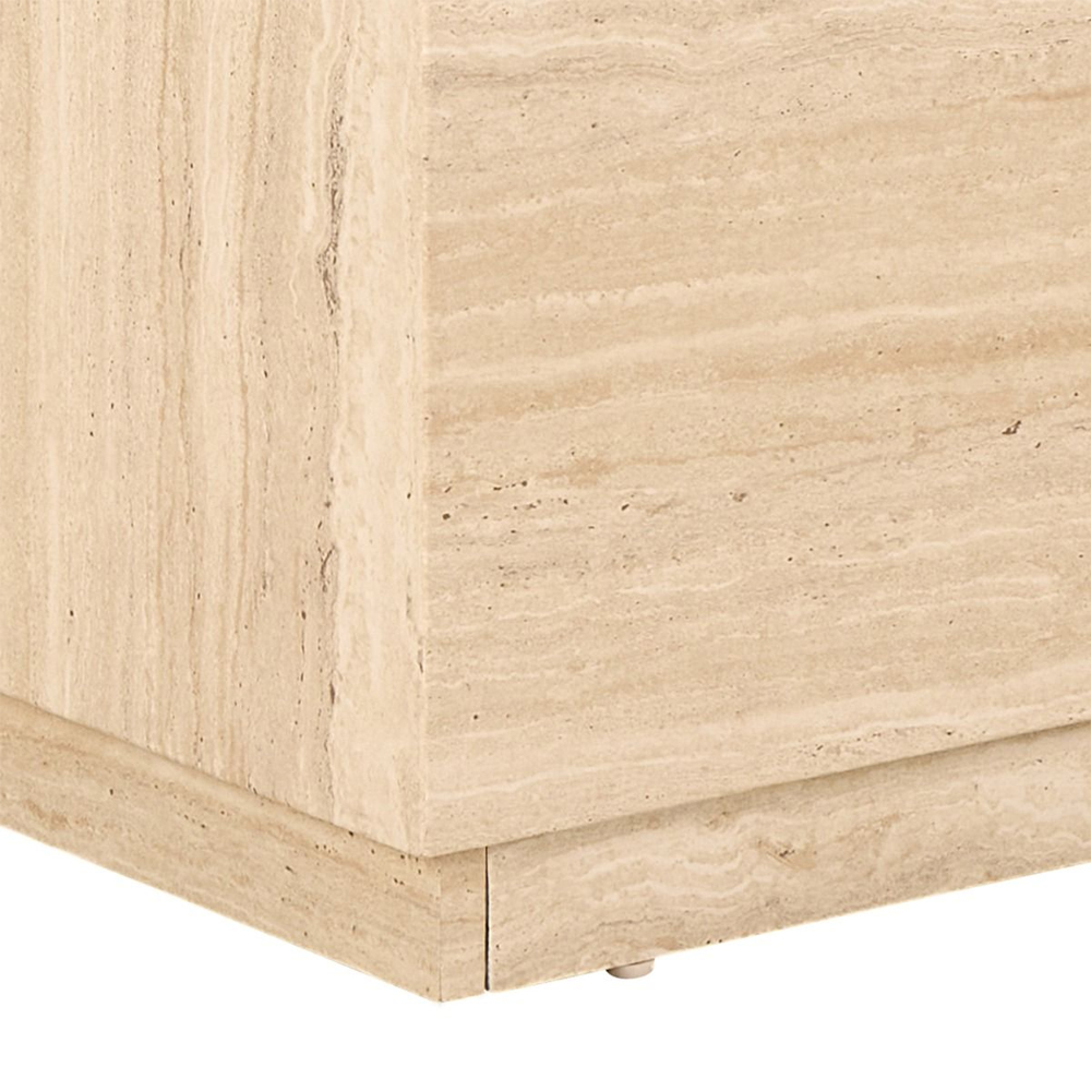 Dania Wooden Nesting Coffee Tables In Travertine Marble Effect