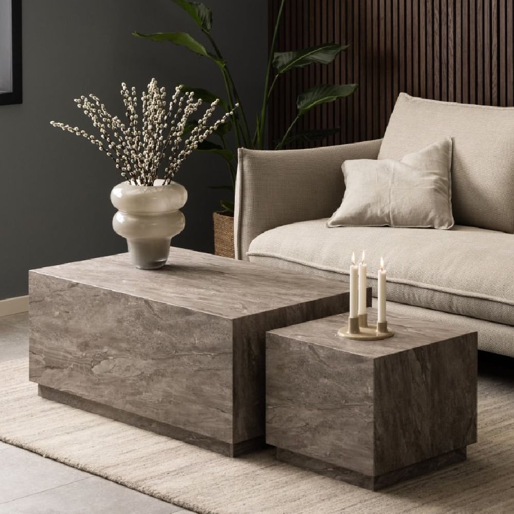 Read more about Dania wooden set of 2 coffee table in grey marble effect