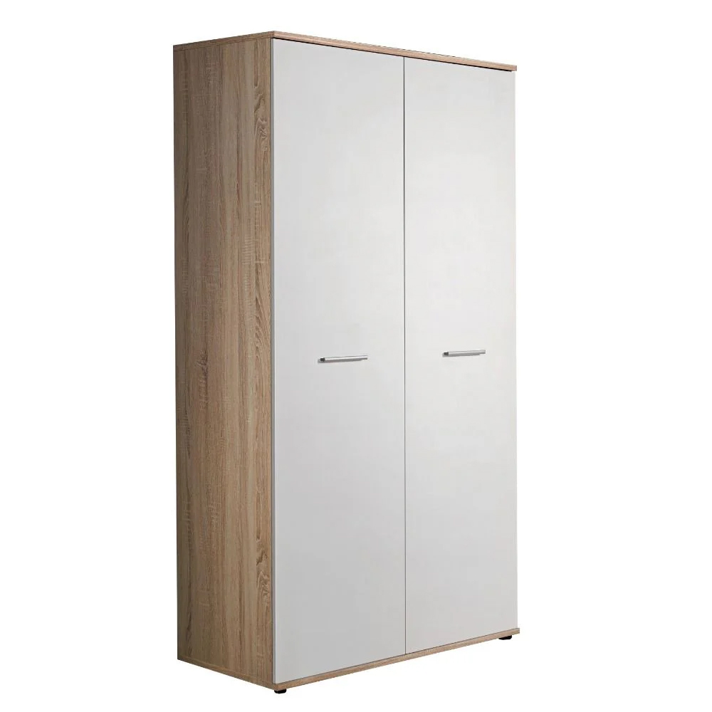 Dania Wooden Wardrobe With 2 Doors In Matt White And Oak