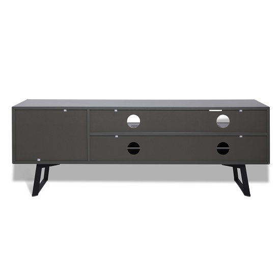 Daniel Large TV Stand In Charcoal Grey With Flap Door_3