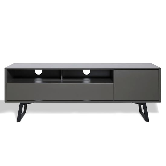 Daniel Large TV Stand In Charcoal Grey With Flap Door_8