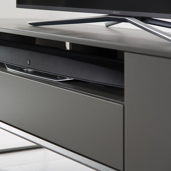 Daniel Large TV Stand In Charcoal Grey With Flap Door_7