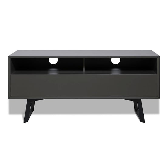 Daniel TV Stand In Charcoal Grey With Flap Door