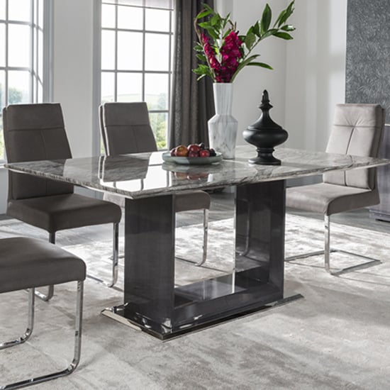 Read more about Daniela large marble dining table with high gloss base in grey