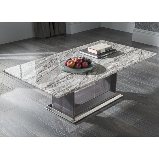 Read more about Daniela marble coffee table with high gloss base in grey