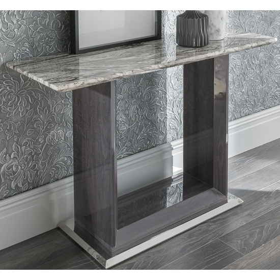 Read more about Daniela marble console table with high gloss base in grey