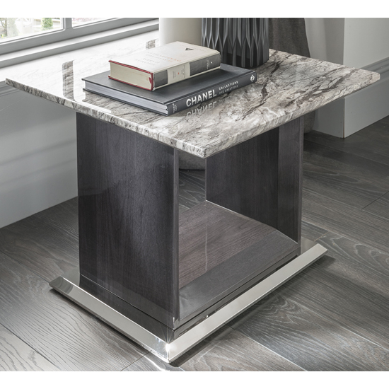 Read more about Daniela marble lamp table with high gloss base in grey