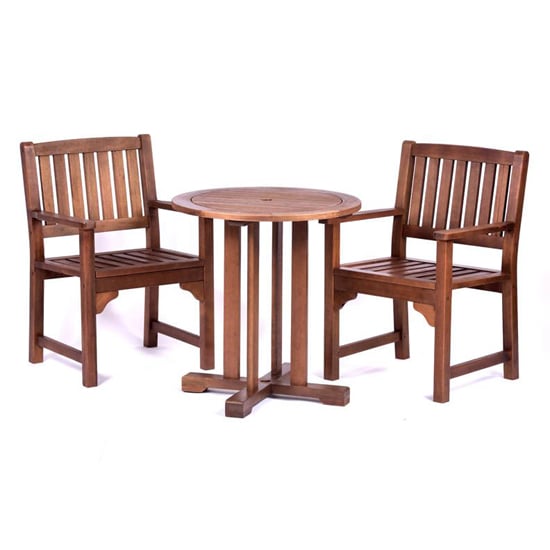 Danil Hardwood Dining Table Round And 2 Armchairs