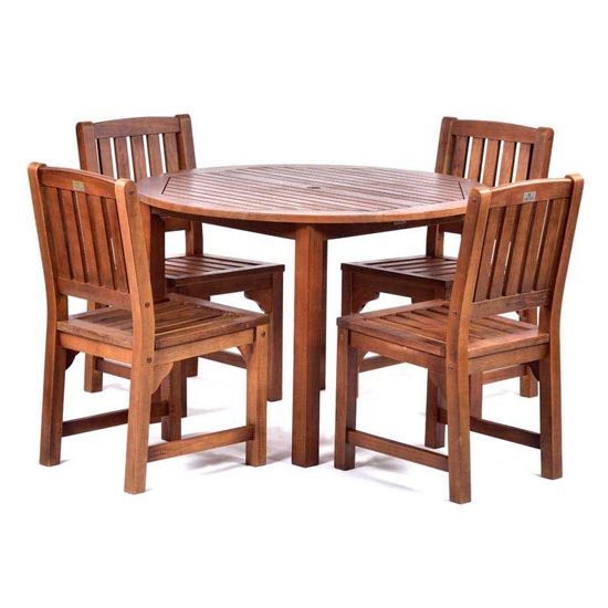 Danil Hardwood Dining Table Round And 4 Side Chairs