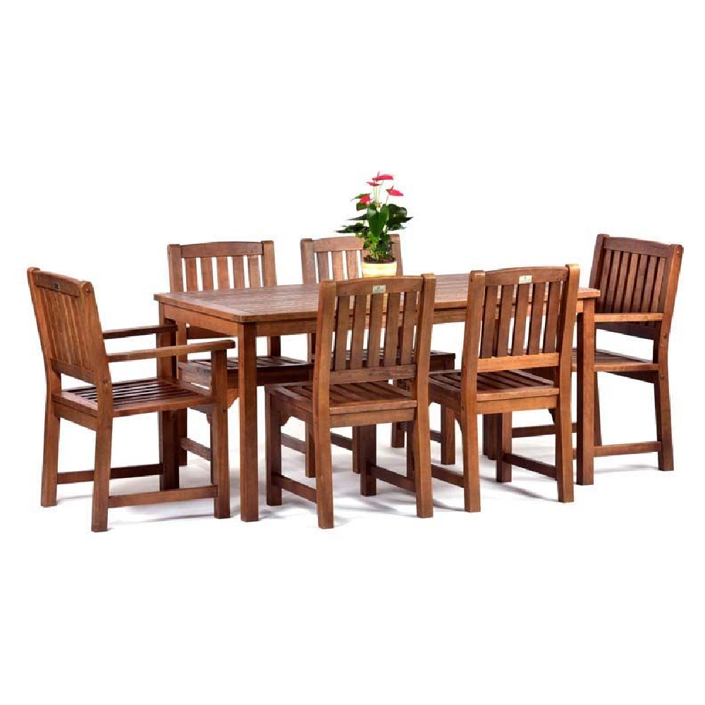 Danil Wooden Dining Table With 6 Chairs In Teak
