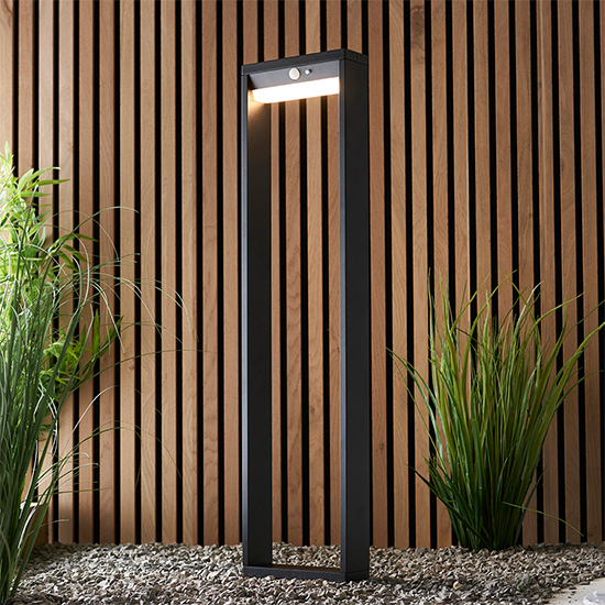Dannah LED PIR Outdoor Bollard Photocell In Textured Black