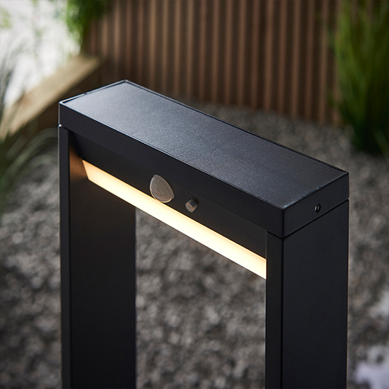 Dannah LED PIR Outdoor Bollard Photocell In Textured Black