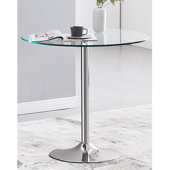 Dante Round Clear Glass Dining Table With 4 Dora Grey Chairs_2