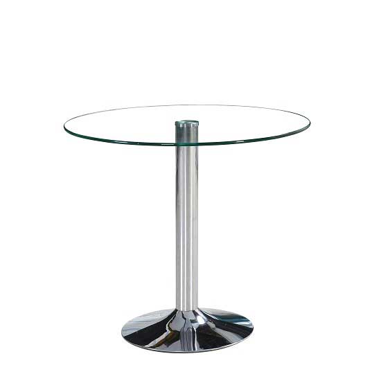 Dante Round Glass Dining Set With 4 Grey PU Leather Coco Chairs