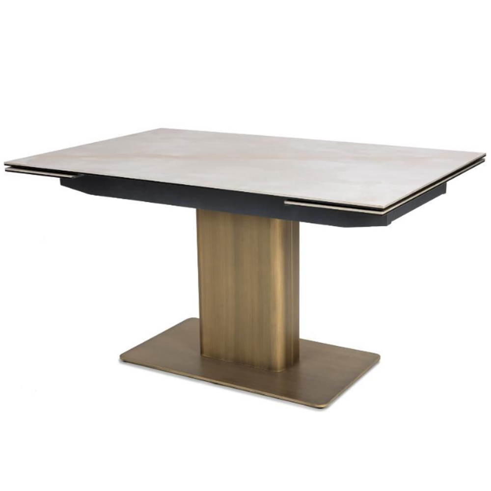 Danvera Ceramic Extending Dining Table In Oak And Smoke Grey