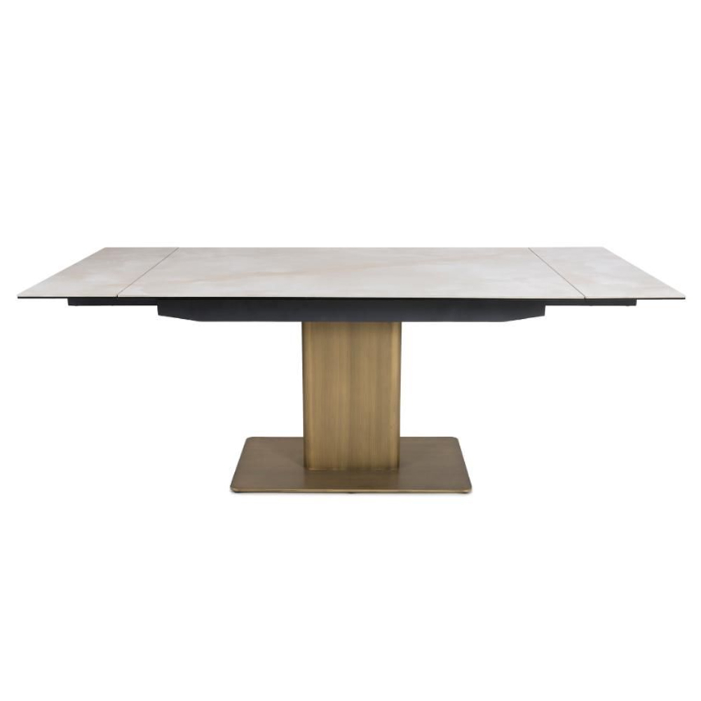 Danvera Ceramic Extending Dining Table In Oak And Smoke Grey