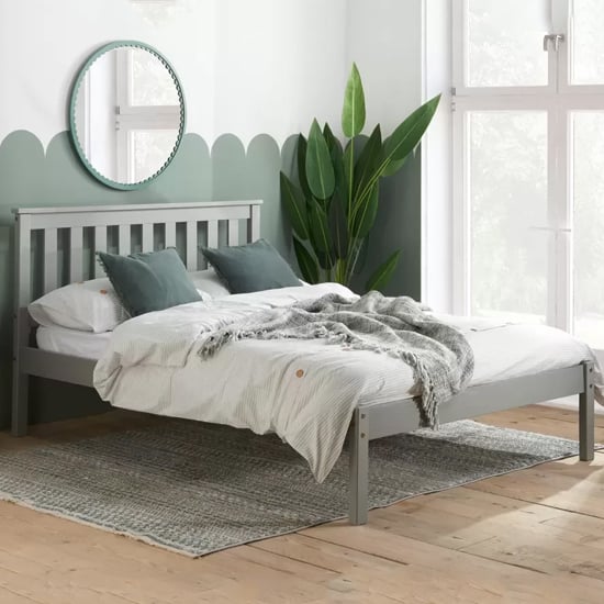 Product photograph of Danvers Wooden Low End Double Bed In Grey from Furniture in Fashion