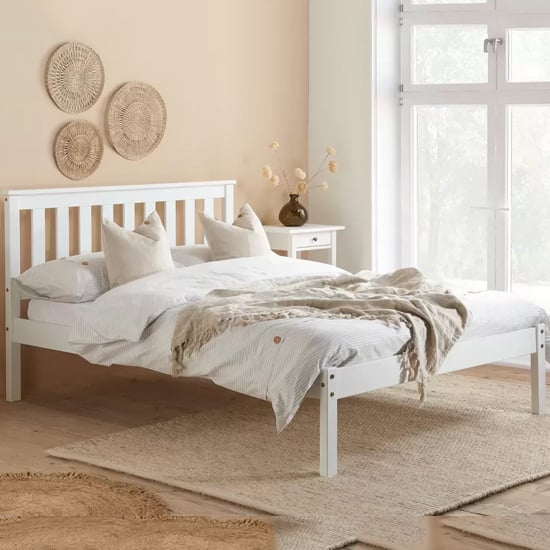 Product photograph of Danvers Wooden Low End King Size Bed In White from Furniture in Fashion