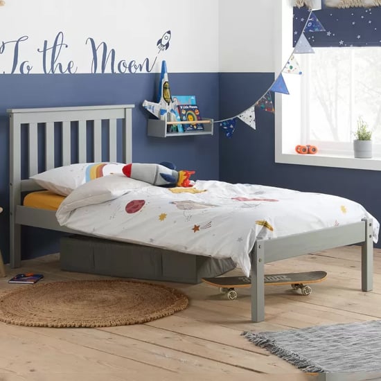 Read more about Danvers wooden low end single bed in grey