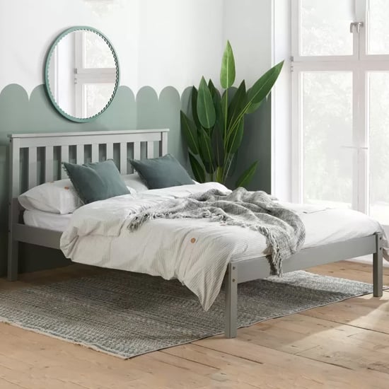 Danvers Wooden Low End Small Double Bed In Grey