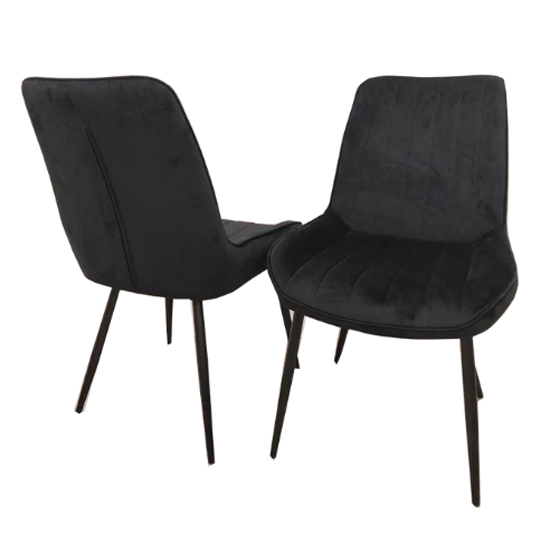 Danville Black Velvet Dining Chairs In Pair Furniture in Fashion