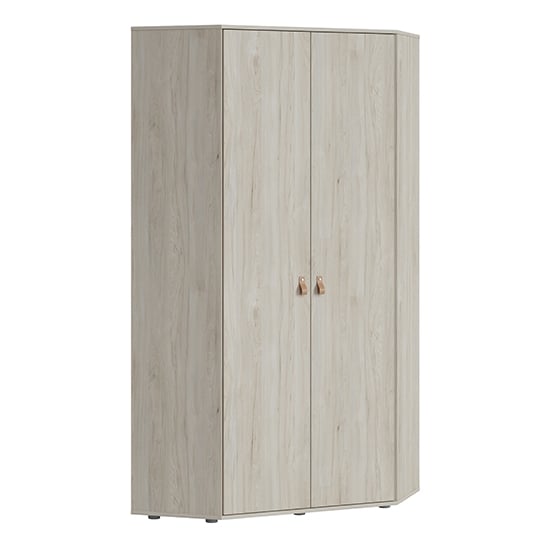 Product photograph of Danville Corner Wooden Wardrobe With 2 Door In Light Walnut from Furniture in Fashion